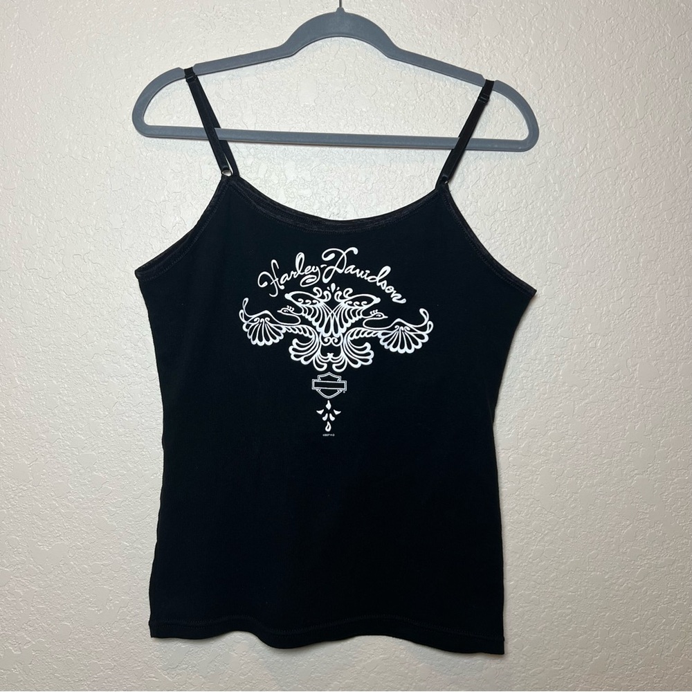 Harley Davidson graphic Y2K cotton tank top adjustable spaghetti straps XL